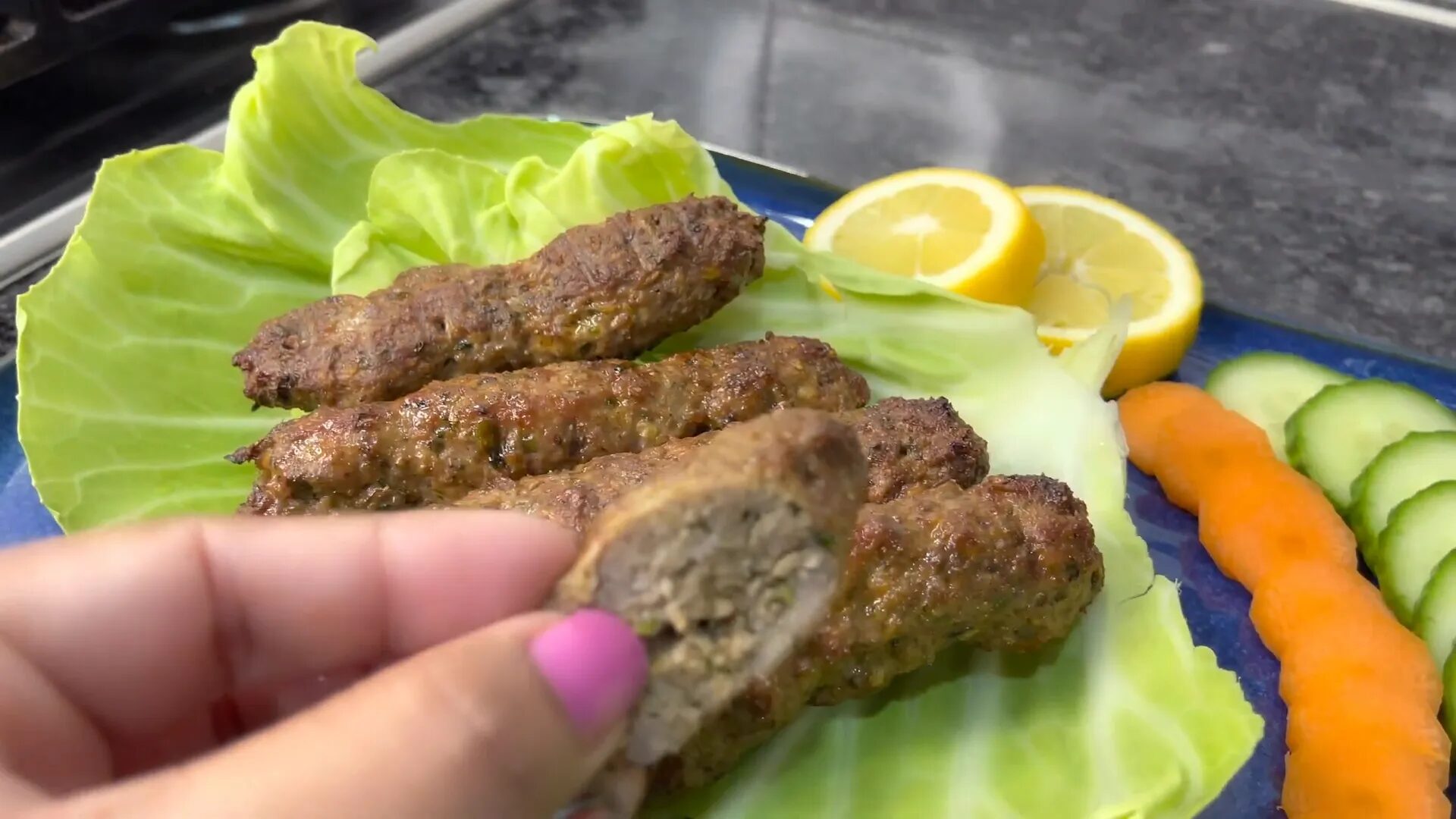 Delicious seekh kebabs served with naan