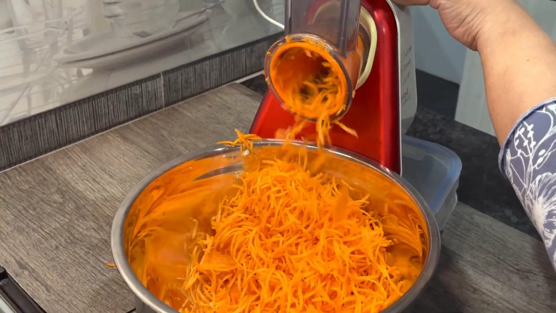 Grated carrots ready for cooking
